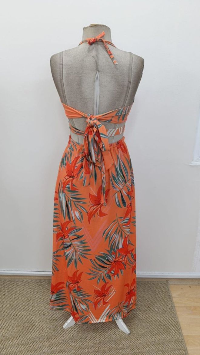 Janes Seksowna Pomarańczowa Sukienka Z Wycięciami Długa Do Podłogi Hurtowa sprzedaż odzieży Lato