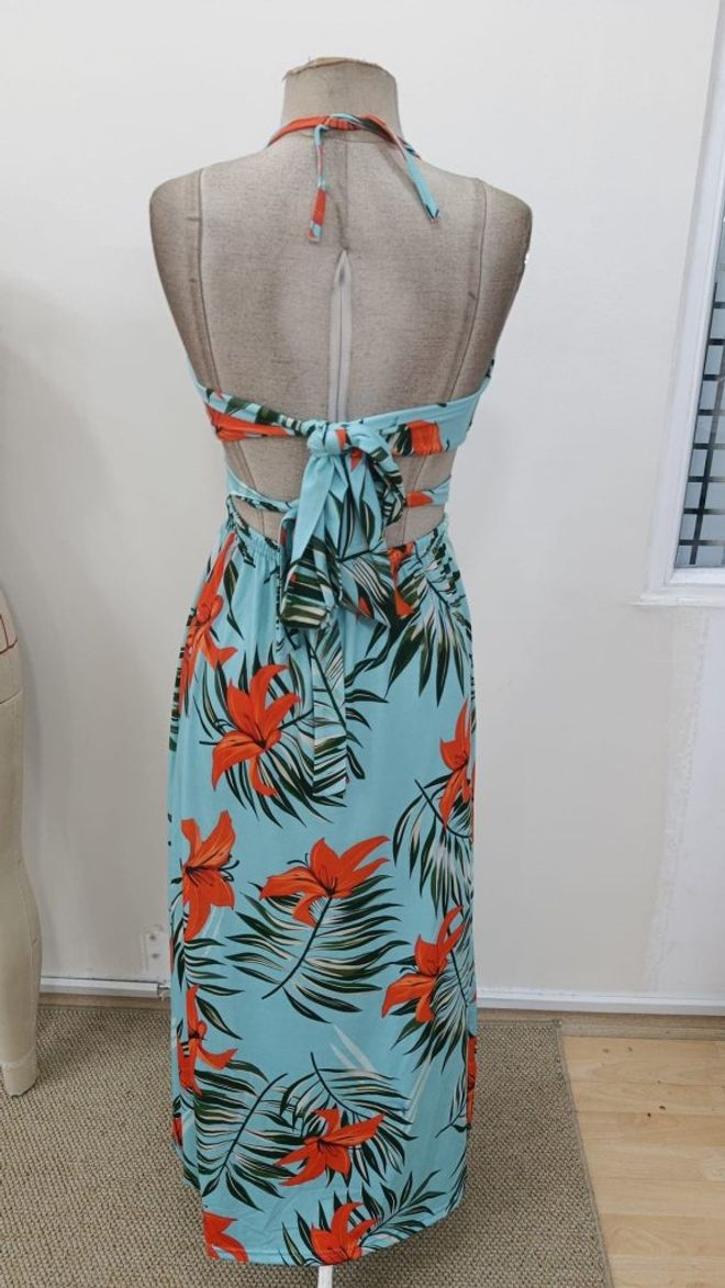 Janes Niebieska Kwiatowa Maxi Sukienka Bez Rękawów Slip Hurtowa sprzedaż odzieży Odpoczynek