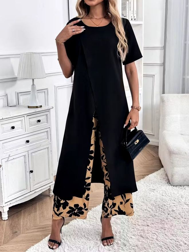 Janes Czarny Skromny Casual Elegancki Garnitur Hurtowa sprzedaż odzieży Skromny