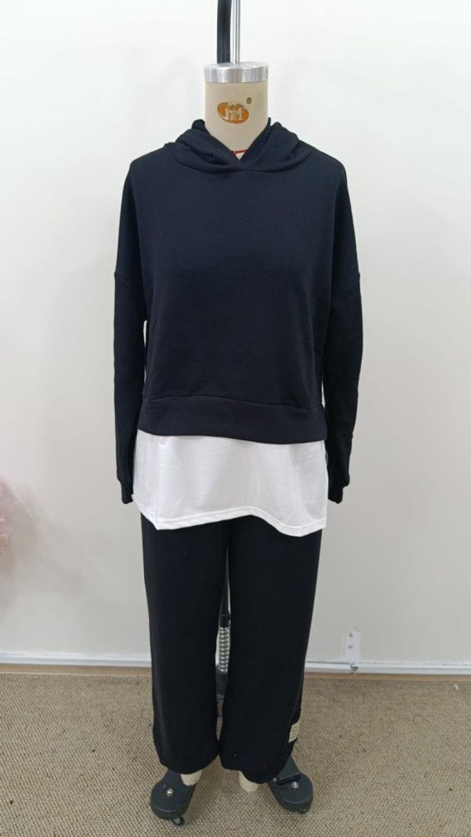 Janes Zwart Casual Sport Streetwear Set Groothandel Kleding Casual