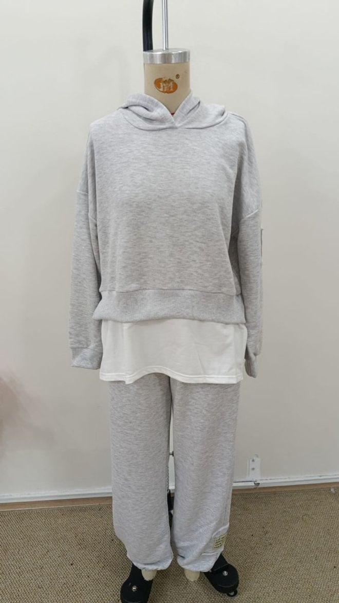 Janes Grijs Casual Plus Size Oversized Set Groothandel Kleding Casual