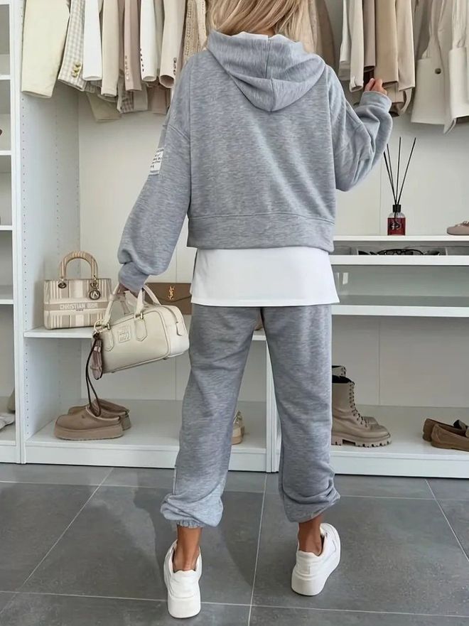 Janes Grijs Casual Plus Size Oversized Set Groothandel Kleding Lente