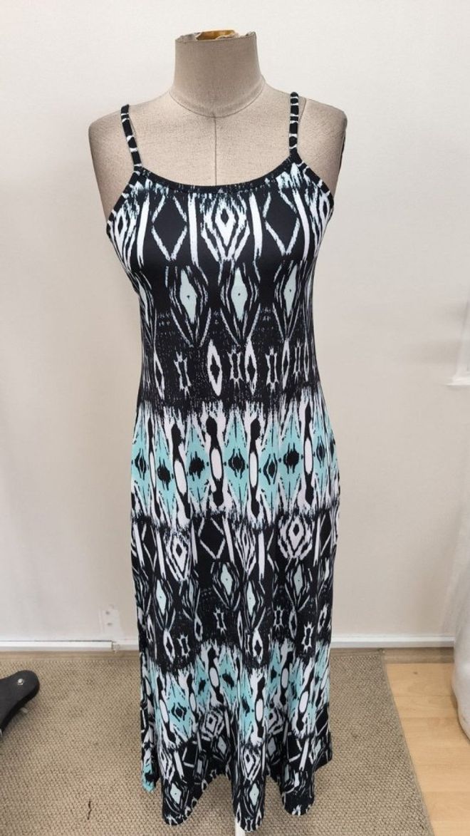 Janes Modré Ležérne Boho Sexy Maxi Šaty S Úzkymi Ramienkami Veľkoobchod s oblečením Boho