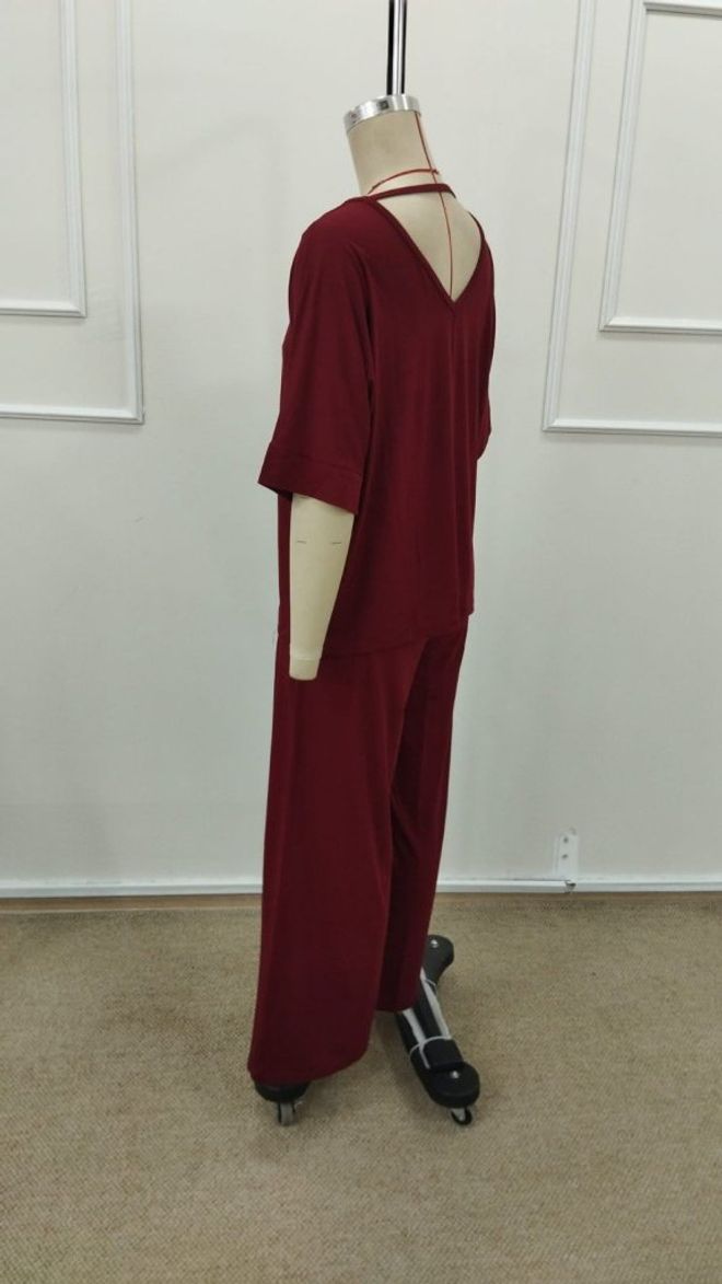 Janes Set Bordeauxrood Casual Elegant Groothandel Kleding Elegant