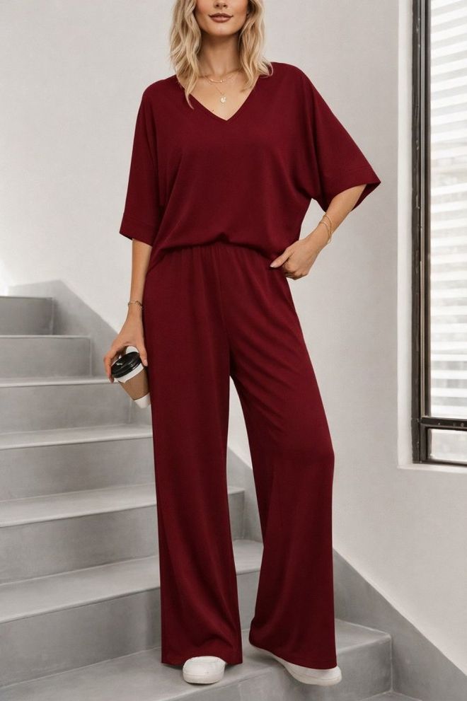 Janes Поставил Бордовый Красный Повседневный Элегантный Оптовая продажа одежды Повседневный