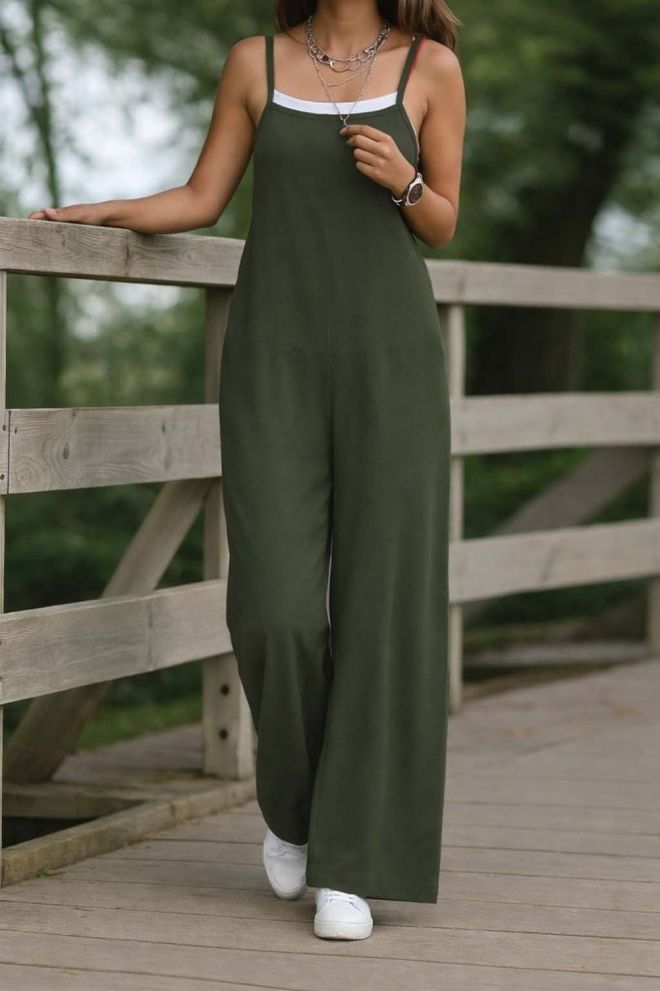 Janes Зеленый Комбинезон Без Рукавов С Квадратным Вырезом Оптовая продажа одежды Повседневный