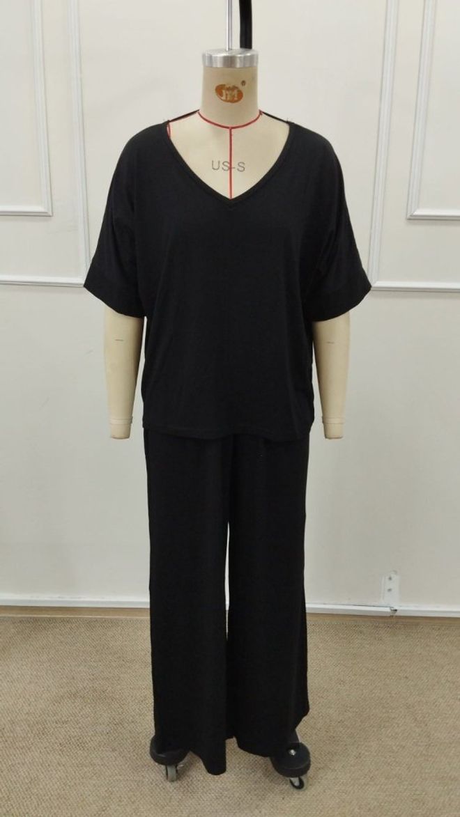 Janes Set Crna Ležerni Oversized Palazzo S Vezicom Veleprodaja odjeće 5