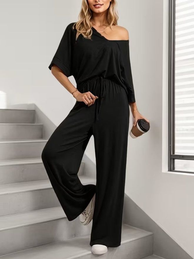 Janes Set Crna Ležerni Oversized Palazzo S Vezicom Veleprodaja odjeće 1