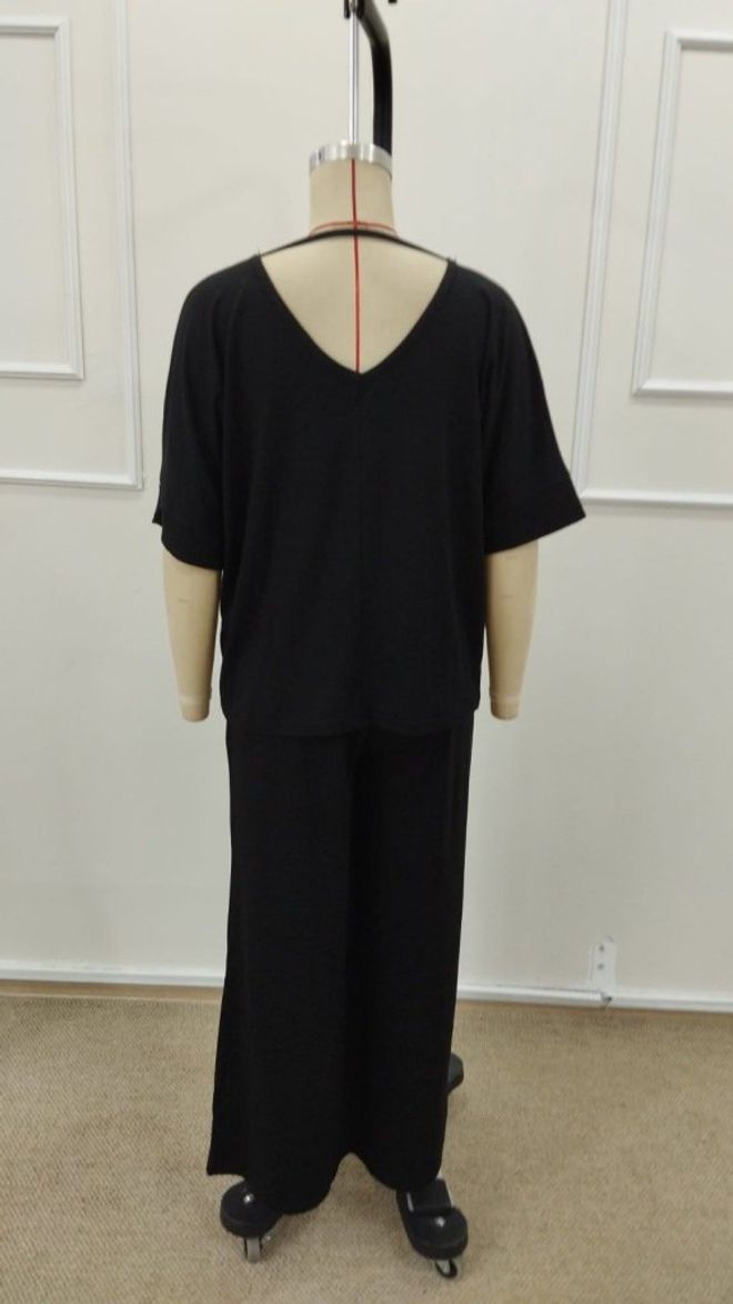 Janes Set Crna Ležerni Oversized Palazzo S Vezicom Veleprodaja odjeće Ljeto