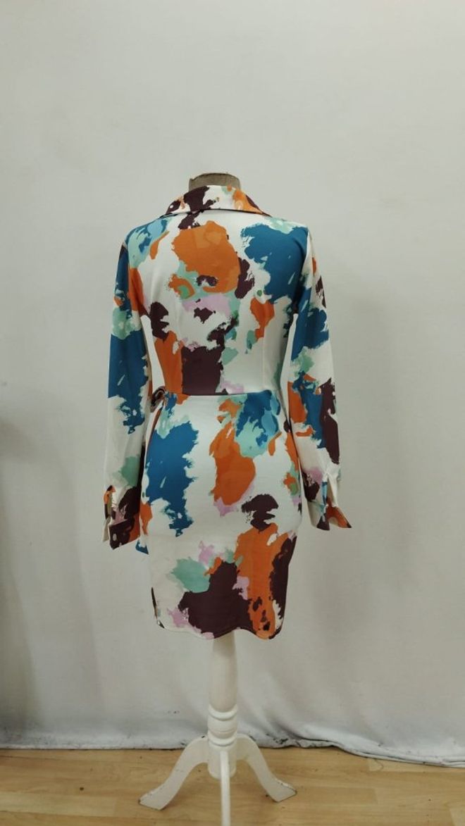 Janes Коричневое Платье На Запах С Зубчатым Вырезом И Длинными Рукавами Оптовая продажа одежды 5