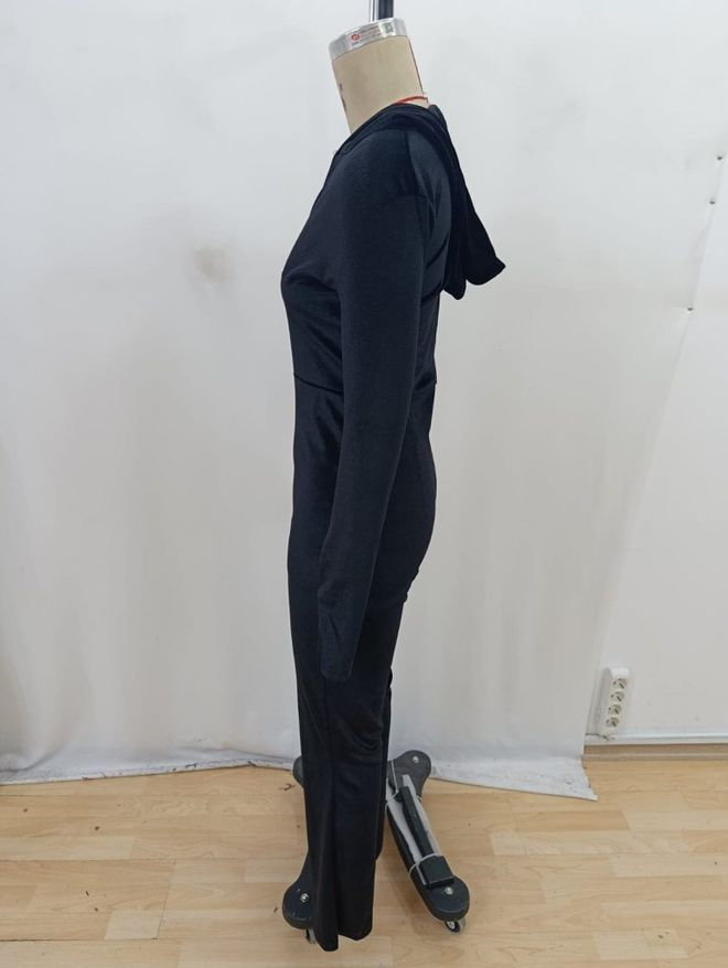 Janes Μαύρη Σέξι Εφαρμοστή Φόρμα Τύπου Boilersuit Με V λαιμόκοψη Χονδρικό εμπόριο ενδυμάτων Σέξι