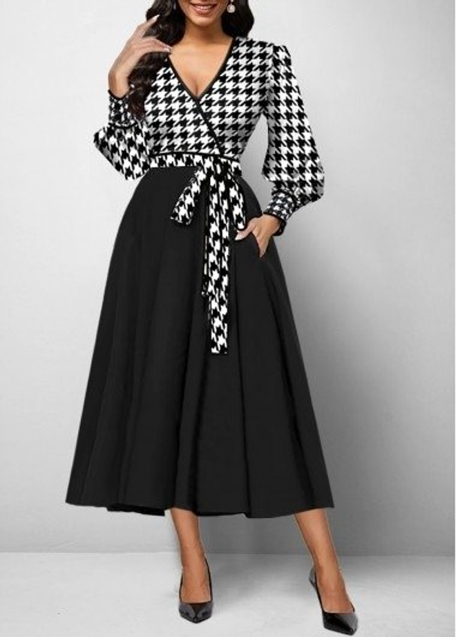 Janes Μαύρο Κομψό Επίσημο Vintage Wrap Φόρεμα Χονδρικό εμπόριο ενδυμάτων Απλό