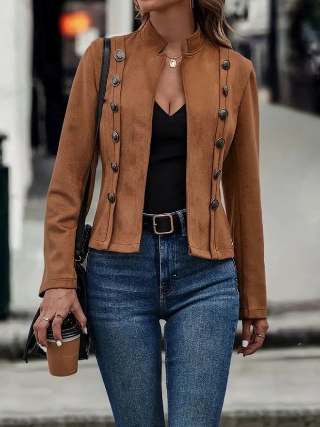 Janes Chaqueta Blazer De Un Solo Pecho Marrón Ropa al por mayor Casual