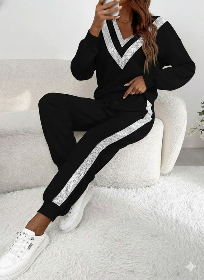 Janes Set Siyah Gündelik Spor Giyim Sokak Tarzı Toptan Giyim Gündelik