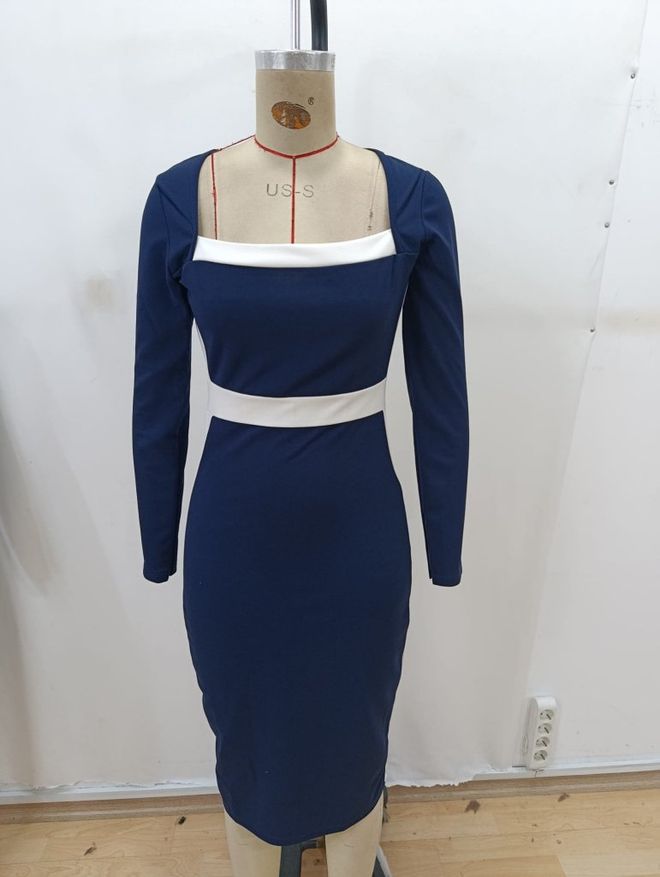 Janes Vestido Azul Marino Sexy Elegante Formal Bodycon Ropa al por mayor Formal