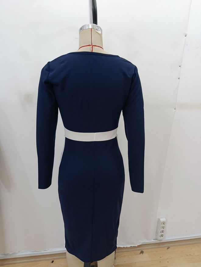 Janes Vestido Azul Marino Sexy Elegante Formal Bodycon Ropa al por mayor 5