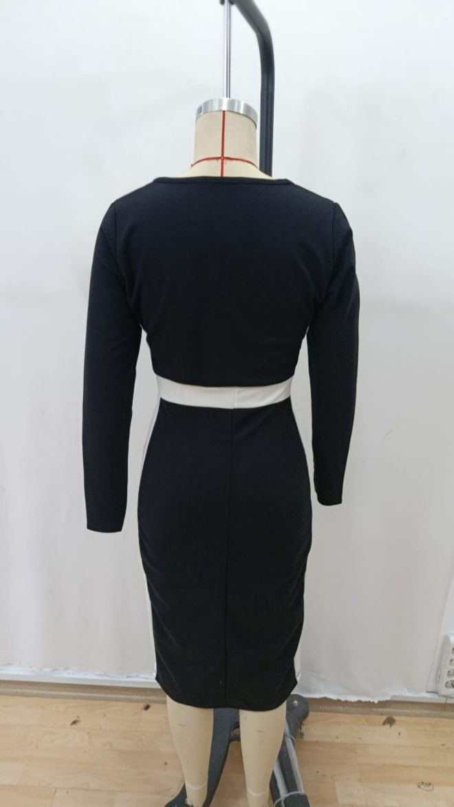 Janes Vestido Bodycon Negro Elegante Con Escote Cuadrado Ropa al por mayor Formal