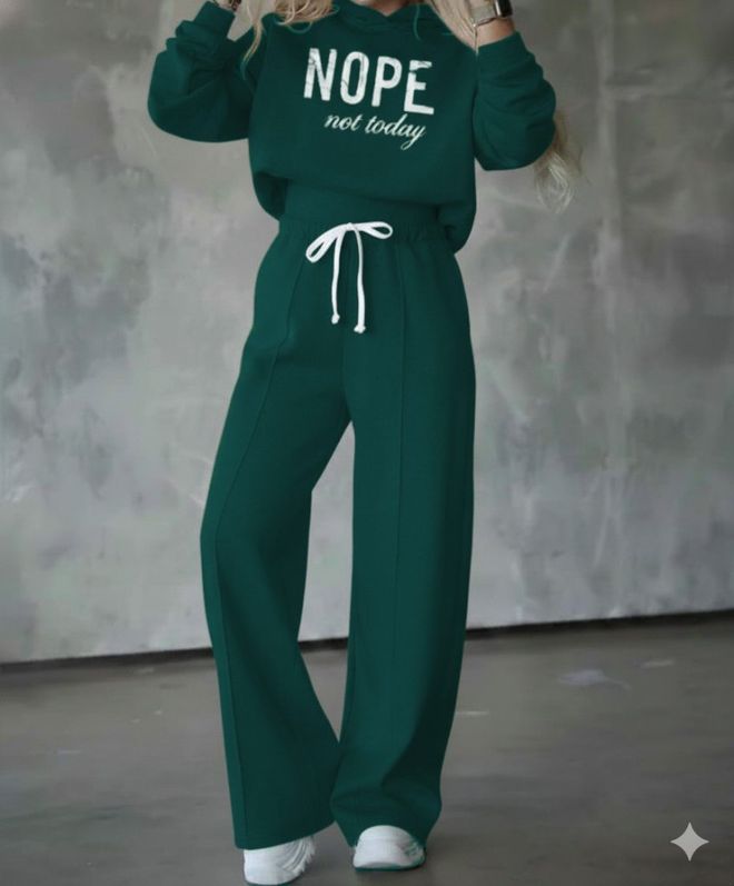 Janes Πράσινο Casual Κομψό Σετ Με Λαιμόκοψη Με Κουκούλα Χονδρικό εμπόριο ενδυμάτων Απλό