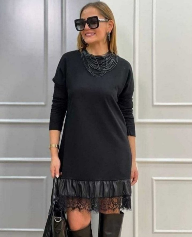 Janes Czarna Elegancka Casualowa Sukienka Typu Shift Hurtowa sprzedaż odzieży Skromny