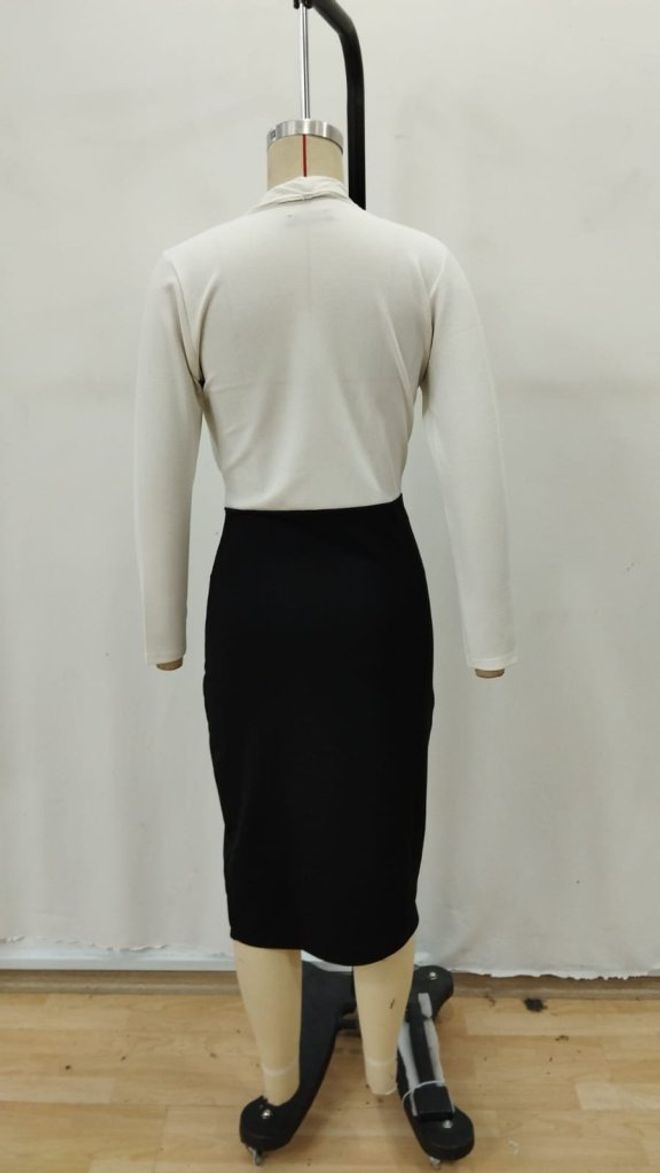 Janes Witte Elegante Formele Preppy Wikkeljurk Groothandel Kleding 5