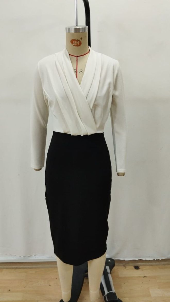 Janes Witte Elegante Formele Preppy Wikkeljurk Groothandel Kleding Preppy