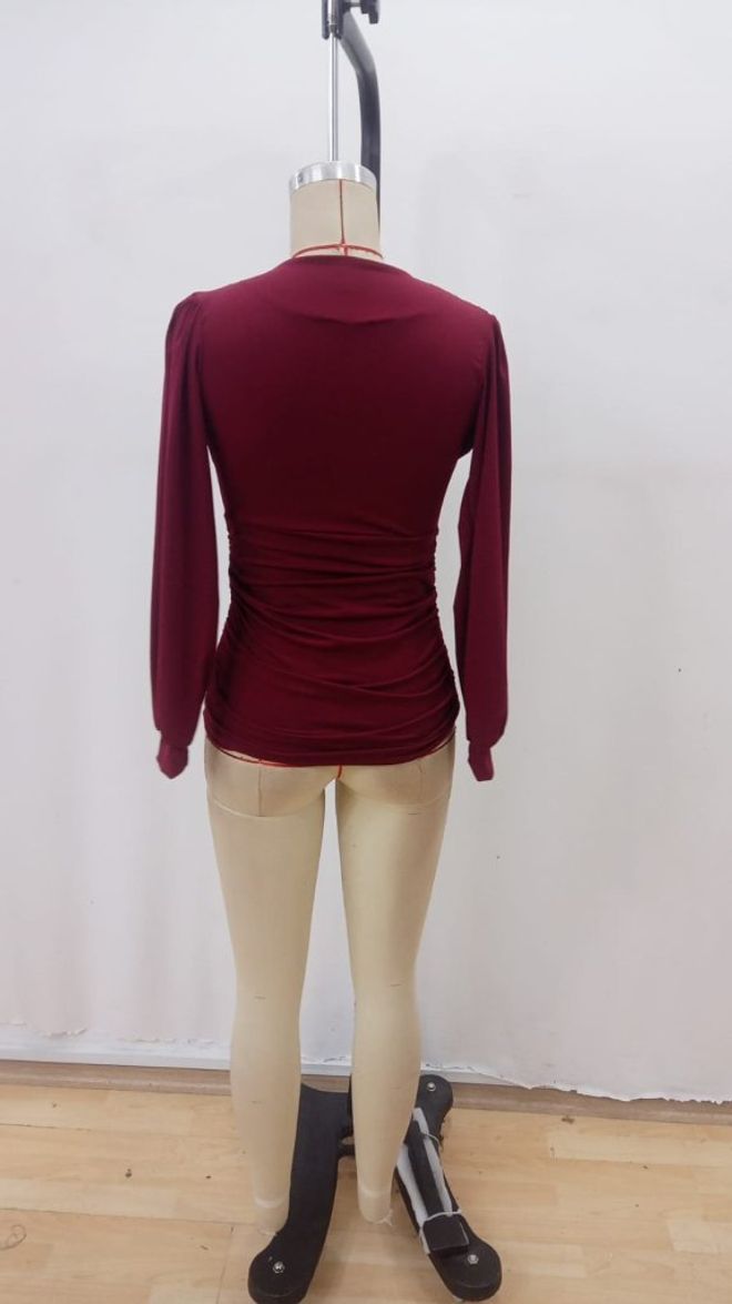 Janes Bordo Bluz Seksi Zarif Dar Kalıp Toptan Giyim Seksi