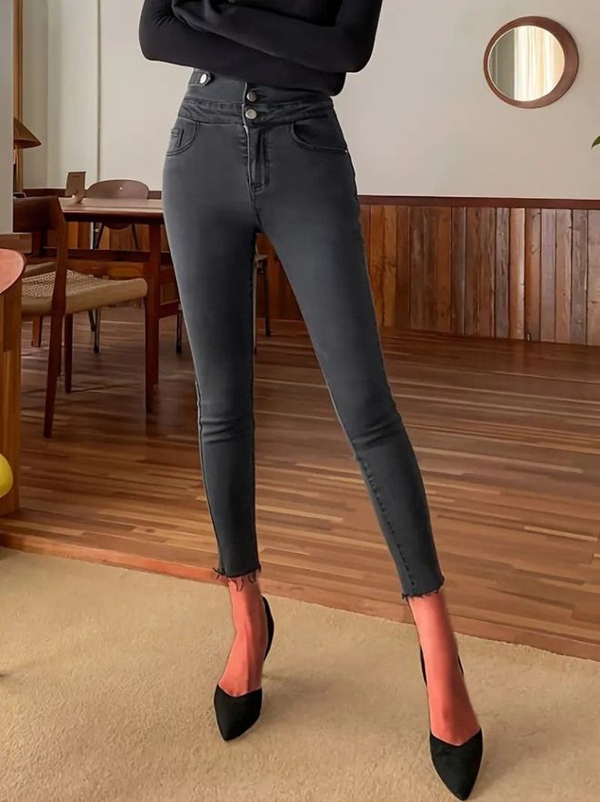 Janes Siyah Dar Paça Havuç Crop Pantolon Yüksek Bel Toptan Giyim 1