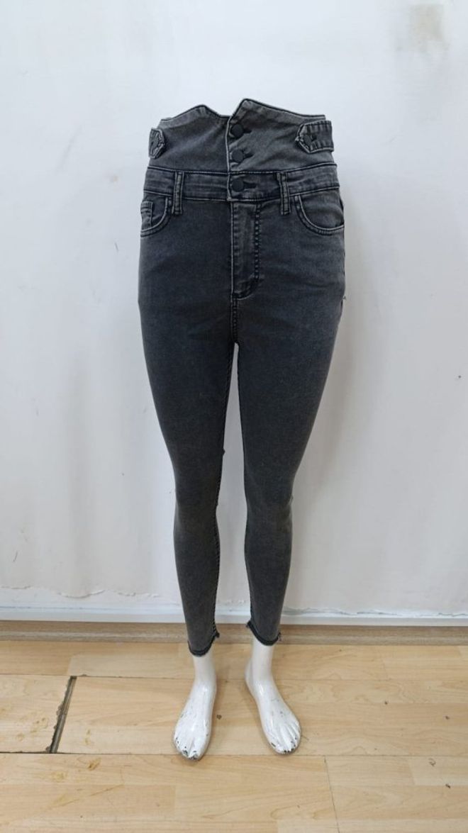 Janes Siyah Dar Paça Havuç Crop Pantolon Yüksek Bel Toptan Giyim Bahar