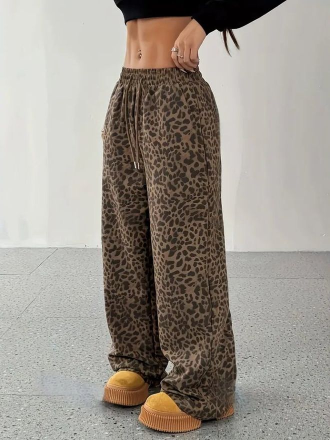 Janes بنطال بني بطباعة الحيوان ملابس بالجملة صالة