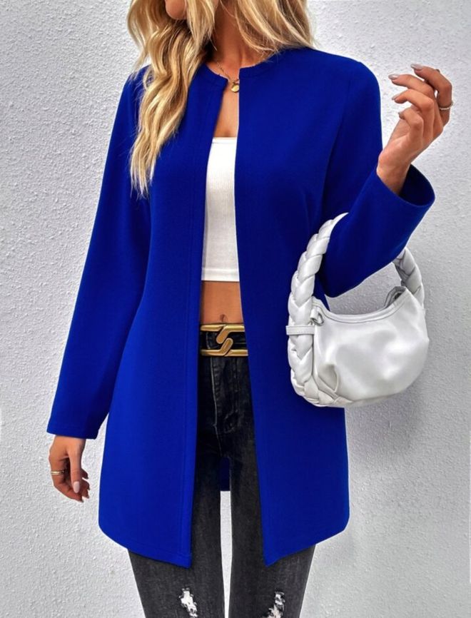 Janes Jaqueta Azul Casual Elegante Sobrecamisa Roupas por atacado Casual