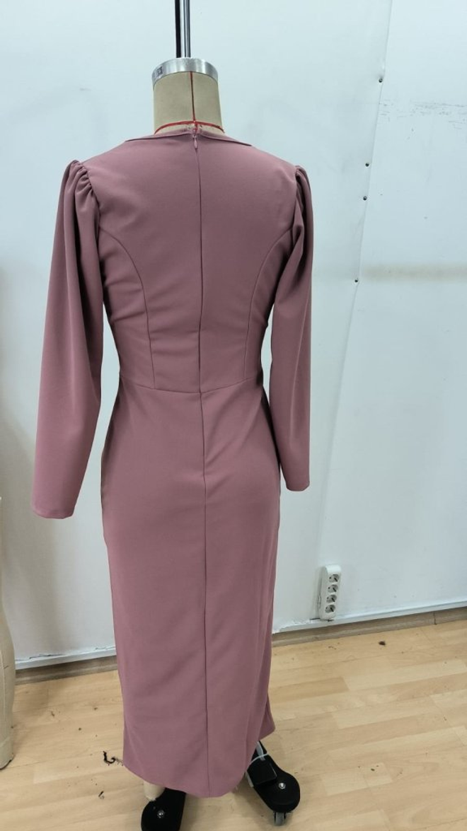 Janes Vestido Roxo Elegante Tipo Bainha Com Decote Em V E Mangas Compridas Roupas por atacado Casamento