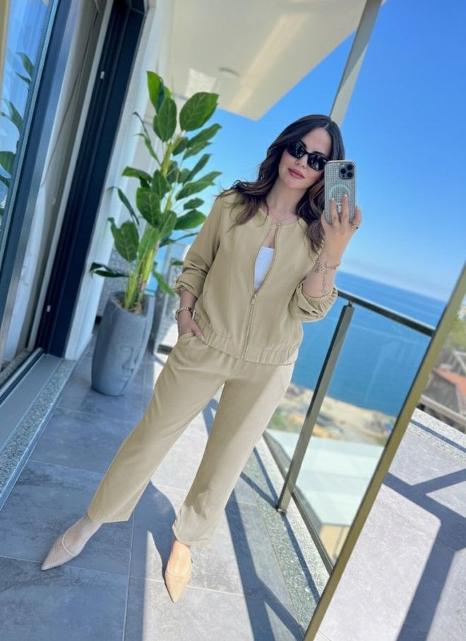 Janes Bej Zarif Günlük İş Ve Akşam Seti Toptan Giyim Tesettür