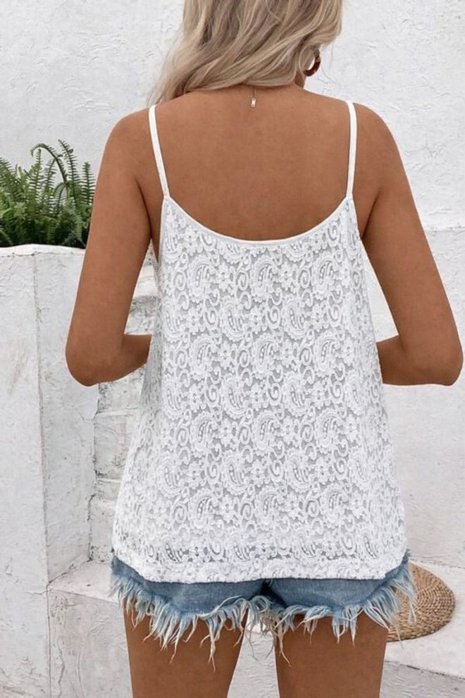 Janes White Paisley Sleeveless V Neck Blouse Wholesale Clothing Beach