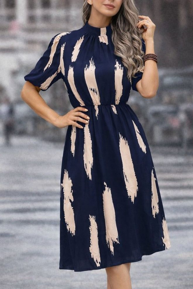 Janes Granatowy Sukienka Hurtowa sprzedaż odzieży Skromny