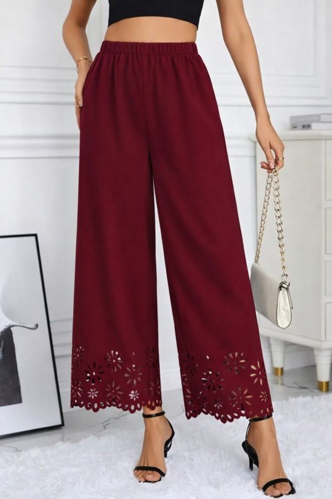 Janes Spodnie Bordowa Czerwień Palazzo Hurtowa sprzedaż odzieży Casual