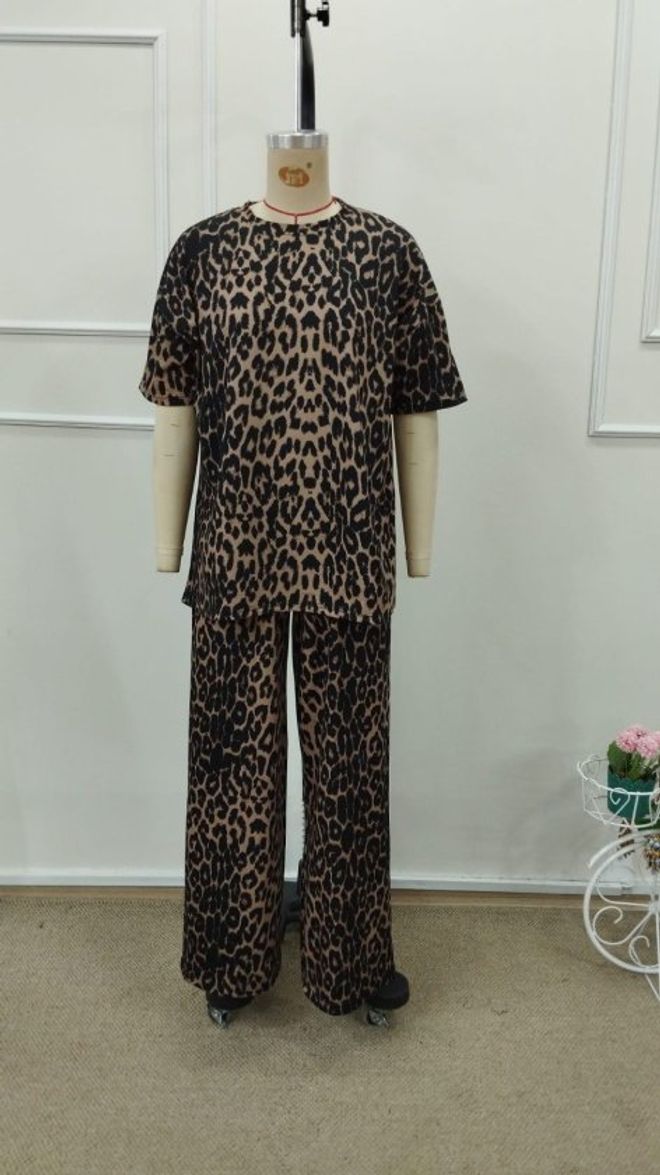 Janes Brown Leopard Print Pull On Suit Wholesale Clothing 5