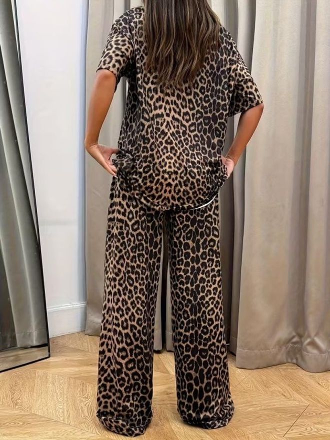 Janes Brown Leopard Print Pull On Suit Wholesale Clothing Streetwear