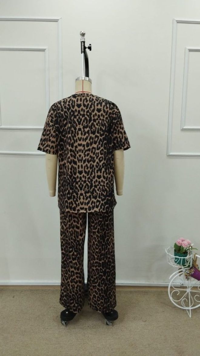 Janes Brown Leopard Print Pull On Suit Wholesale Clothing Summer
