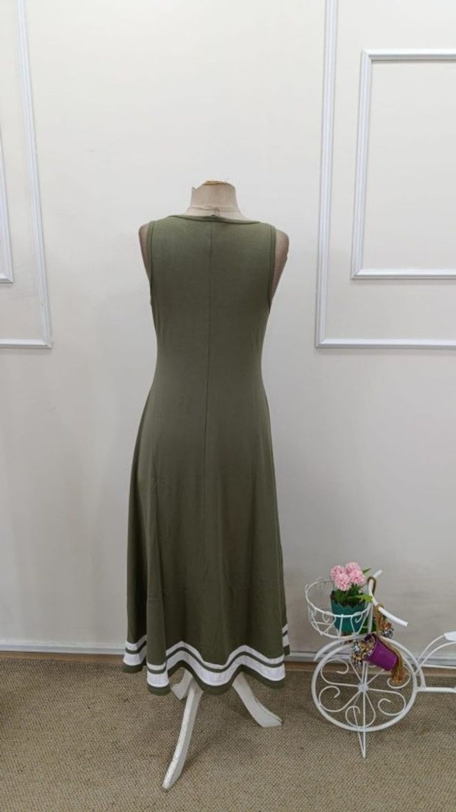 Janes Green Color Block Elegant Midi A Line Dress Wholesale Clothing Formal