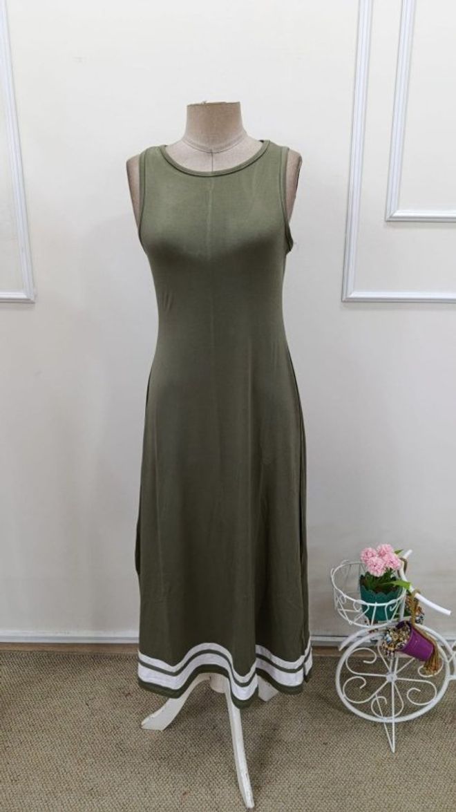 Janes Green Color Block Elegant Midi A Line Dress Wholesale Clothing Spring