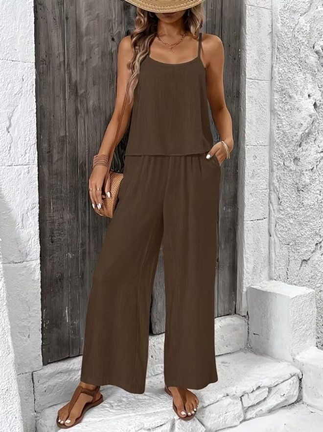 Janes Bruine Mouwloze Boho Jumper Jurk Groothandel Kleding Casual