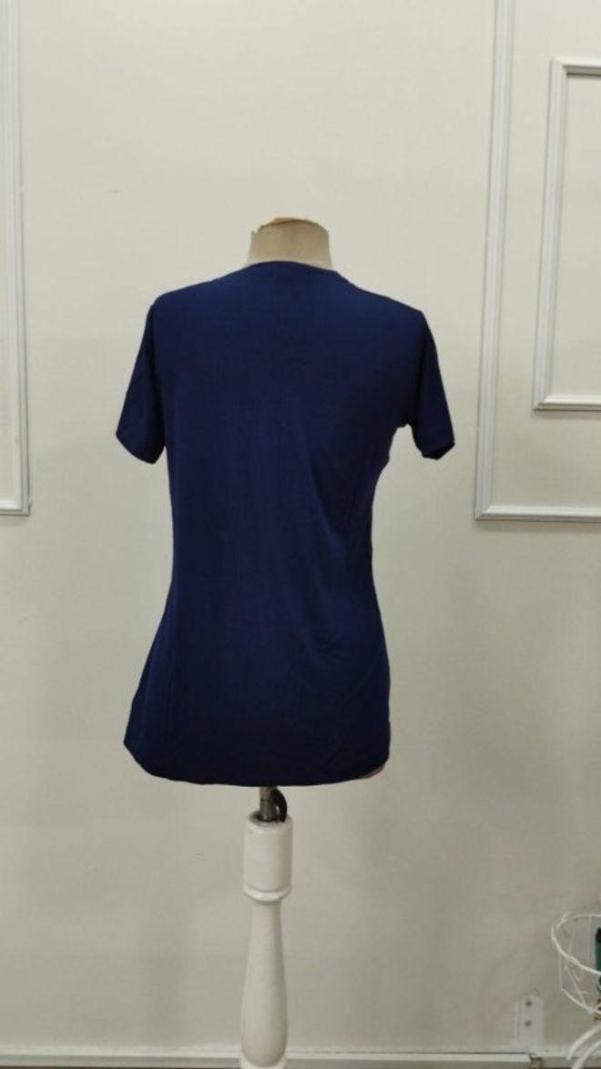 Janes Lacivert Gömlek V Yaka Kısa Kol Düğmeli Toptan Giyim 5