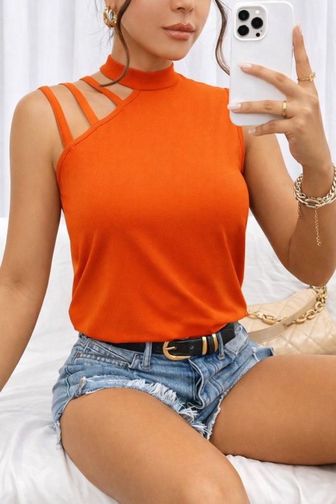 Janes Turuncu Gündelik Seksi Sokak Tarzı Spor Bluz Toptan Giyim Gündelik