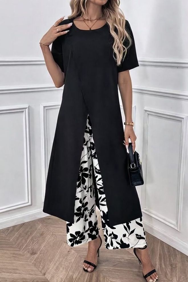 Janes Black Casual Elegant Streetwear Set Wholesale Clothing Modest
