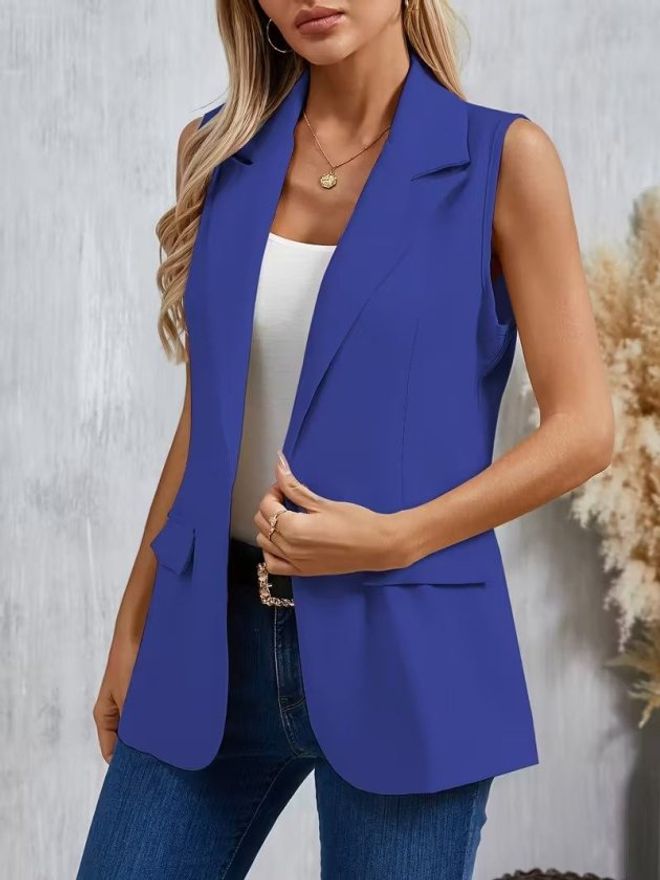 Janes Albastru Geacă Sacou Cu Un Rând De Nasturi Îmbrăcăminte cu ridicata Casual