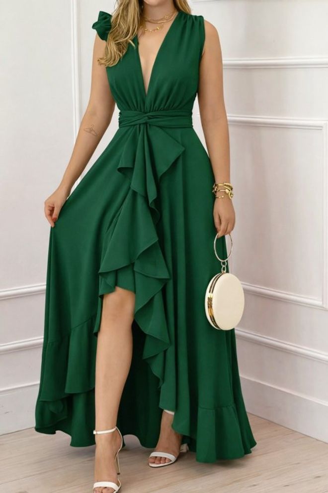 Janes Žalios Spalvos Elegantiška Fit And Flare Suknelė Didmeninė prekyba drabužiais Čiuožėjos