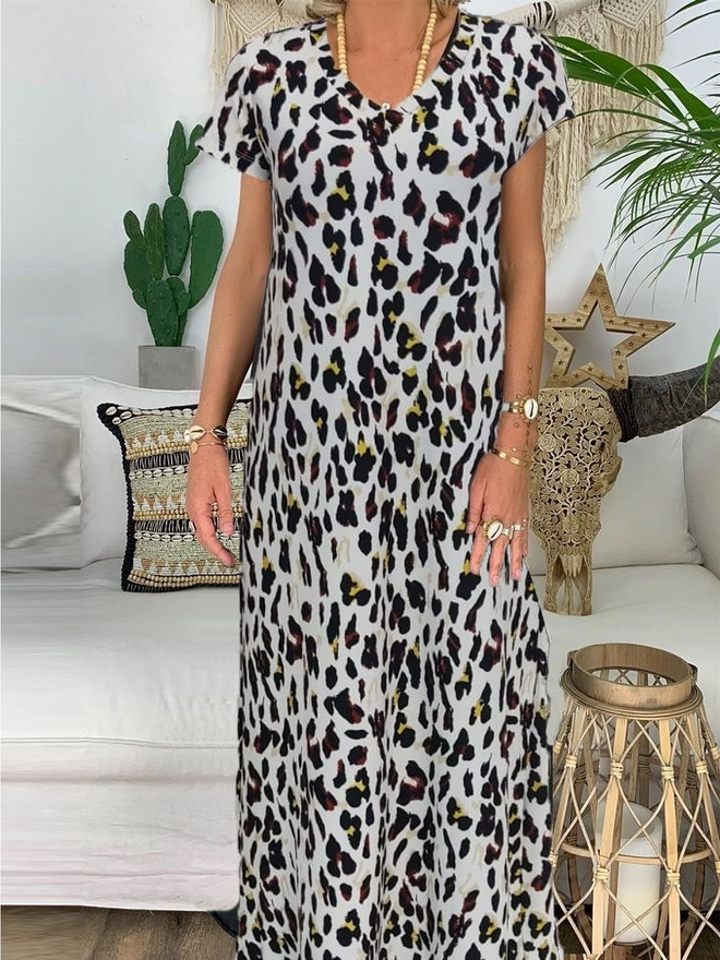 Janes Črna Elegantna Boho Obleka Shift Z V izrezom In Dolžino Do Tal Oblačila na debelo Skromno