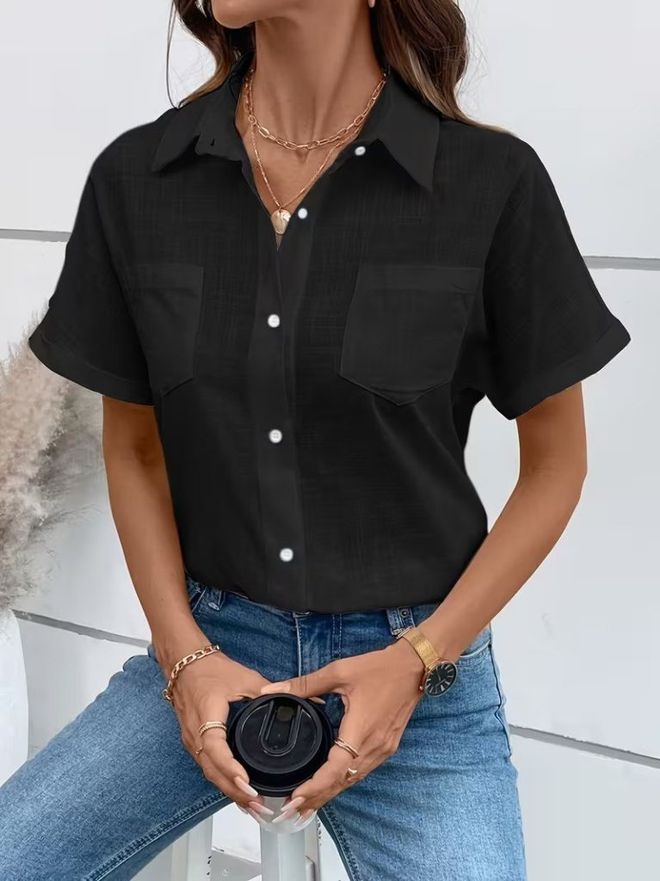 Janes Czarna Casual Odzież Uliczna Koszula Hurtowa sprzedaż odzieży Casual