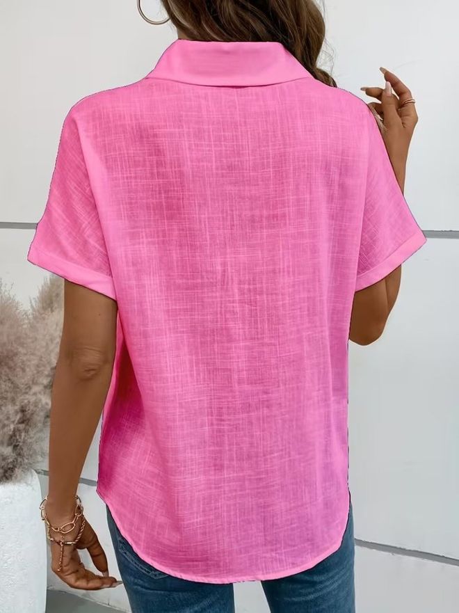 Janes Pink Casual Elegant Shirt With Polo Neck Wholesale Clothing Spring