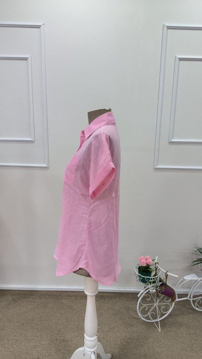 Janes Pink Casual Elegant Shirt With Polo Neck Wholesale Clothing Work